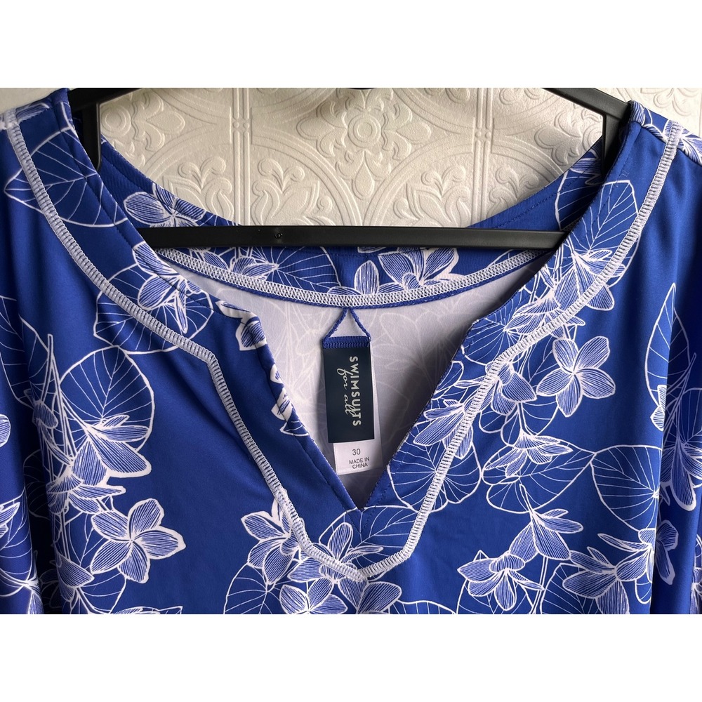 Swimsuits For All Swim 365 Blue and white floral coverup plus size 30 NWOT - Picture 4 of 5